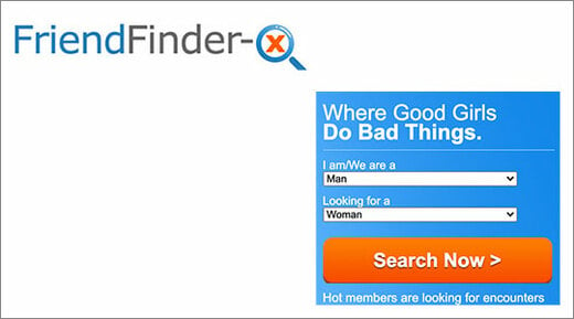 Friend Finder x logo and homepage screenshot