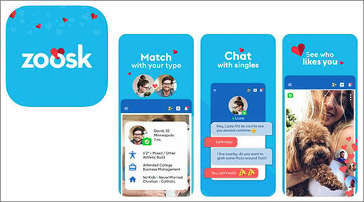 zoosk dating app logo and smartphone screenshots