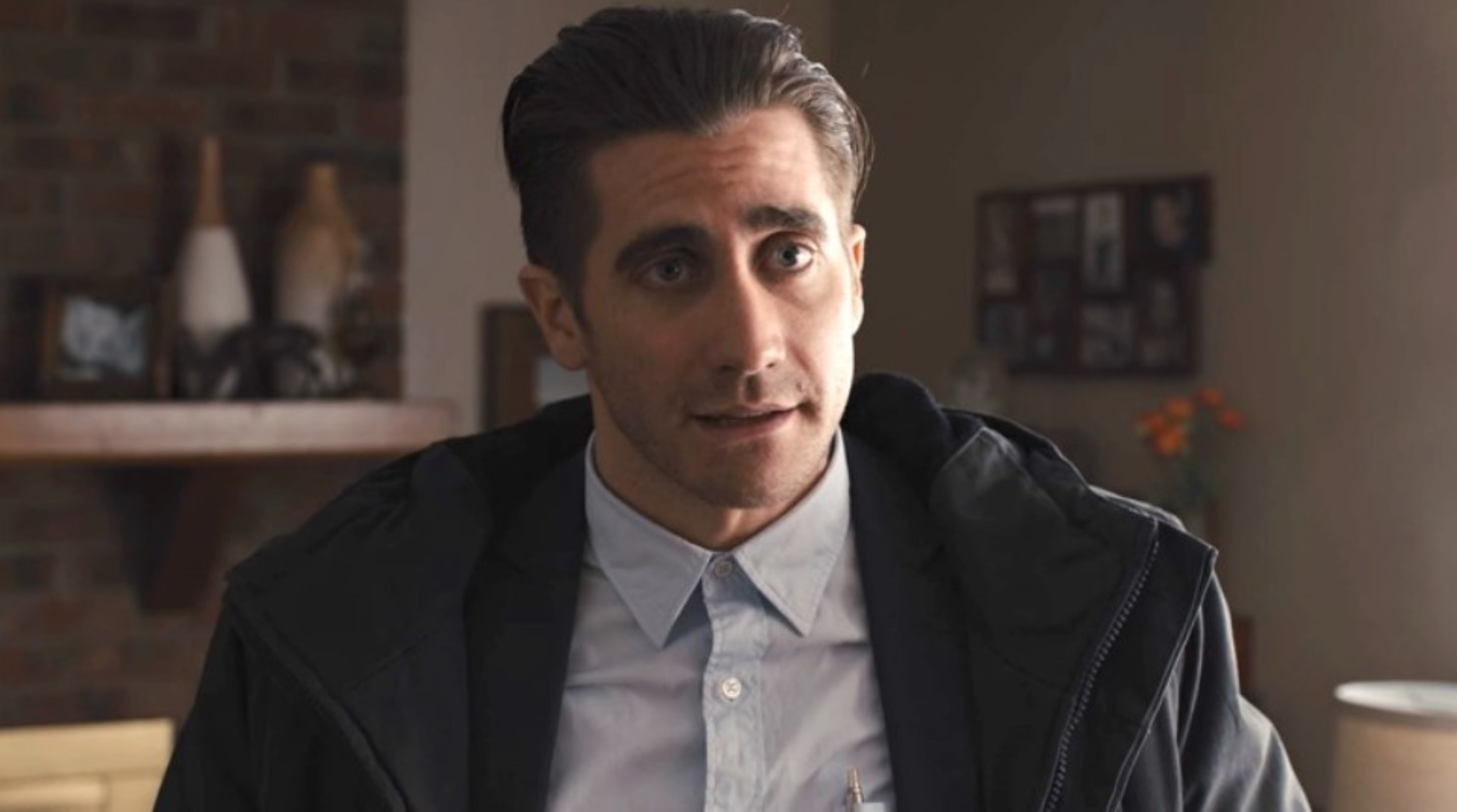 Jake Gyllenhaal with slicked back hair