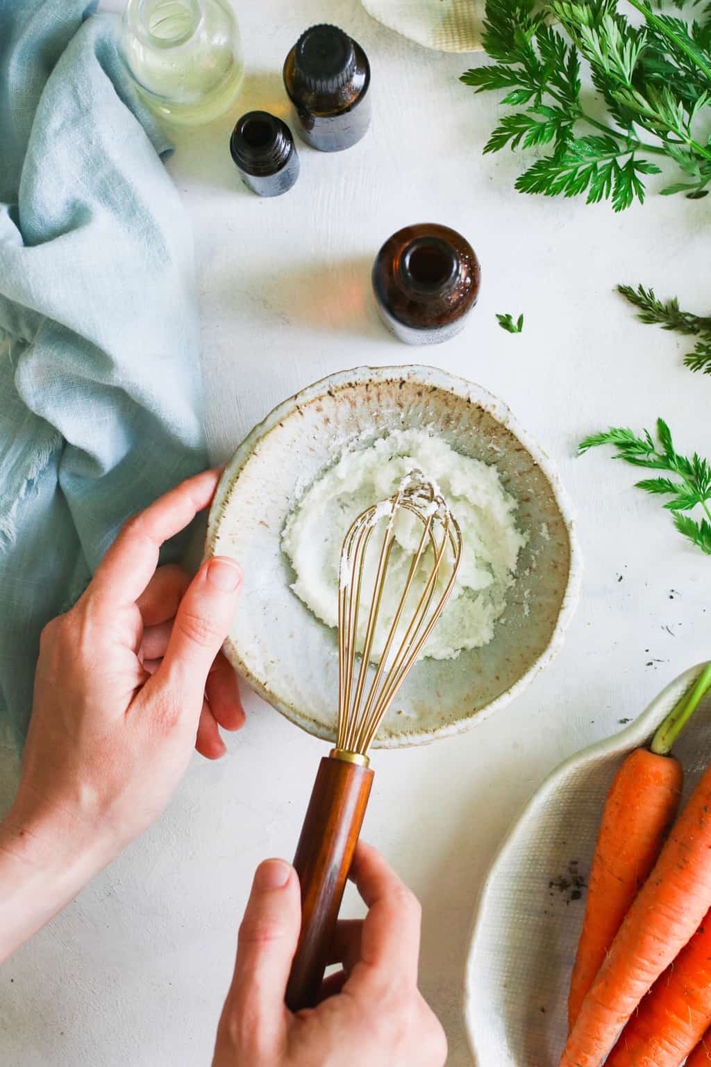 Whisking shea butter for face moisturizer